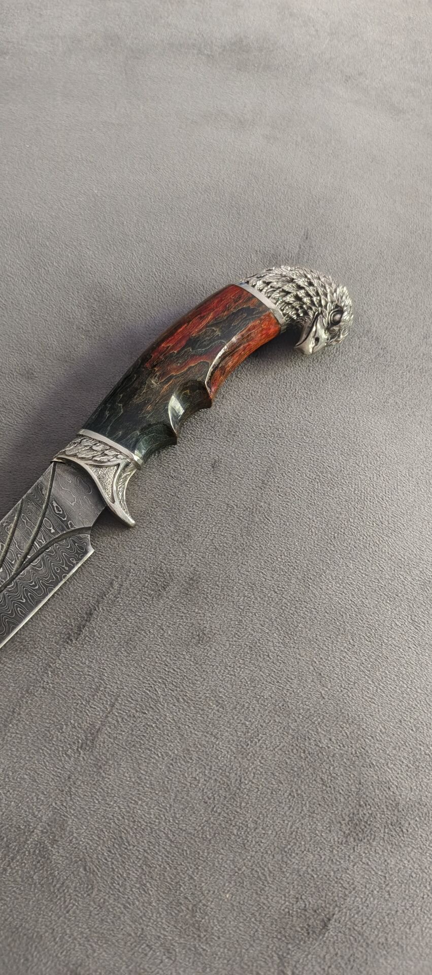 Damascus şam celiği cift pirinc balcak şahin baş işelemeli  recine kabza