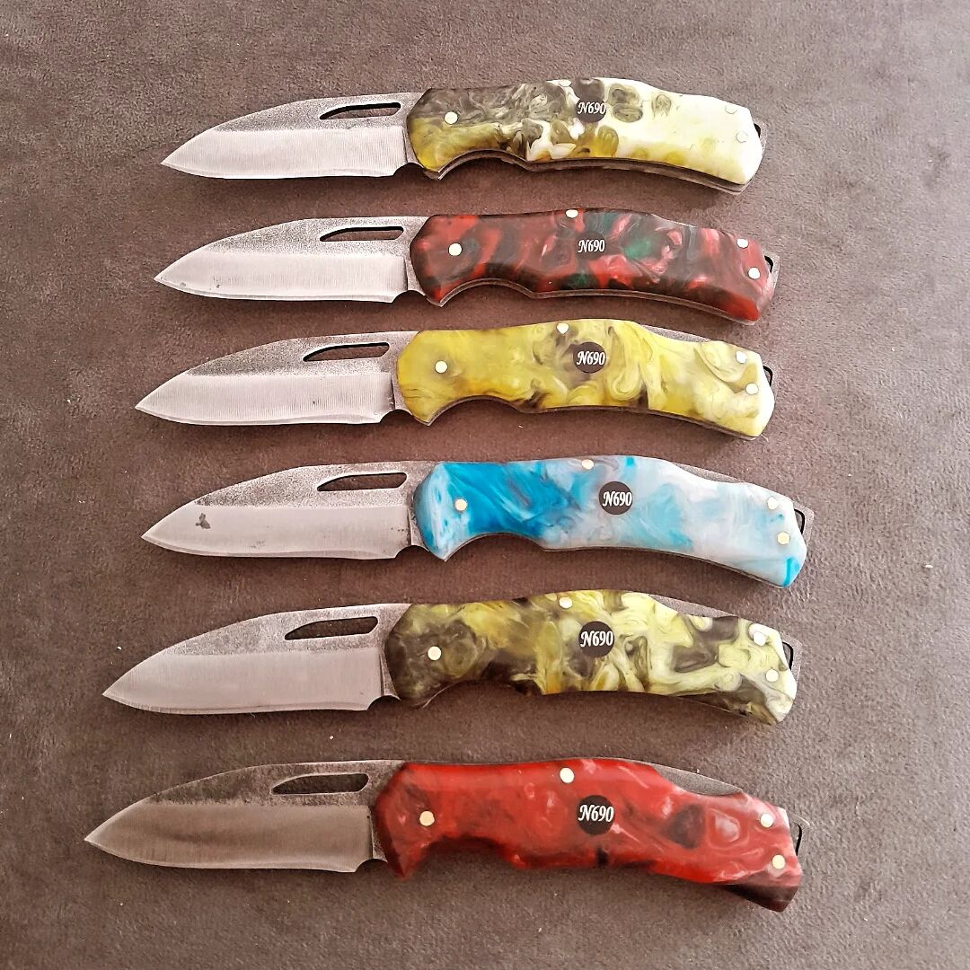 N690 alman celiği epoksi kabza sırttan kilitli mini boy cep cakısı