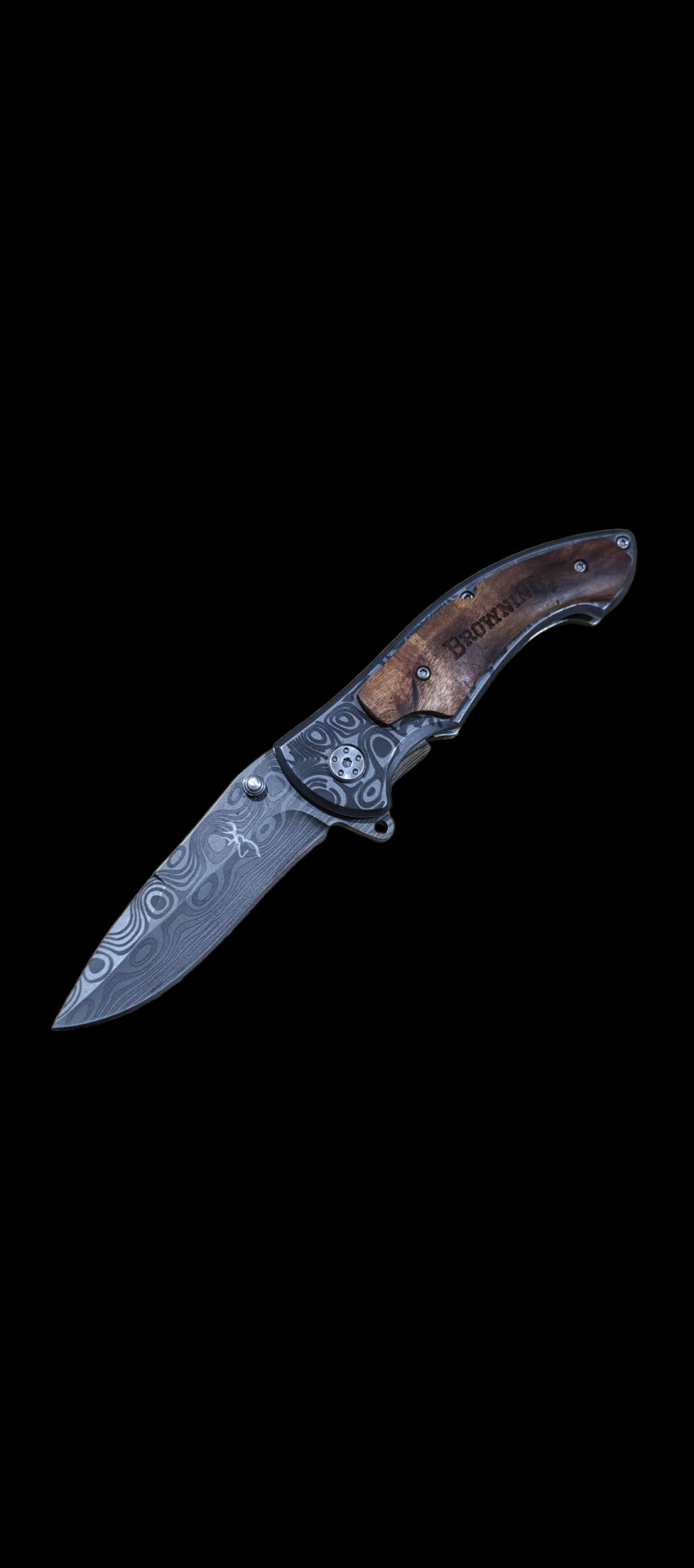 Browning  cıkartma desenli  ahşap kabza kemer klipsli yandan kilitli çakı