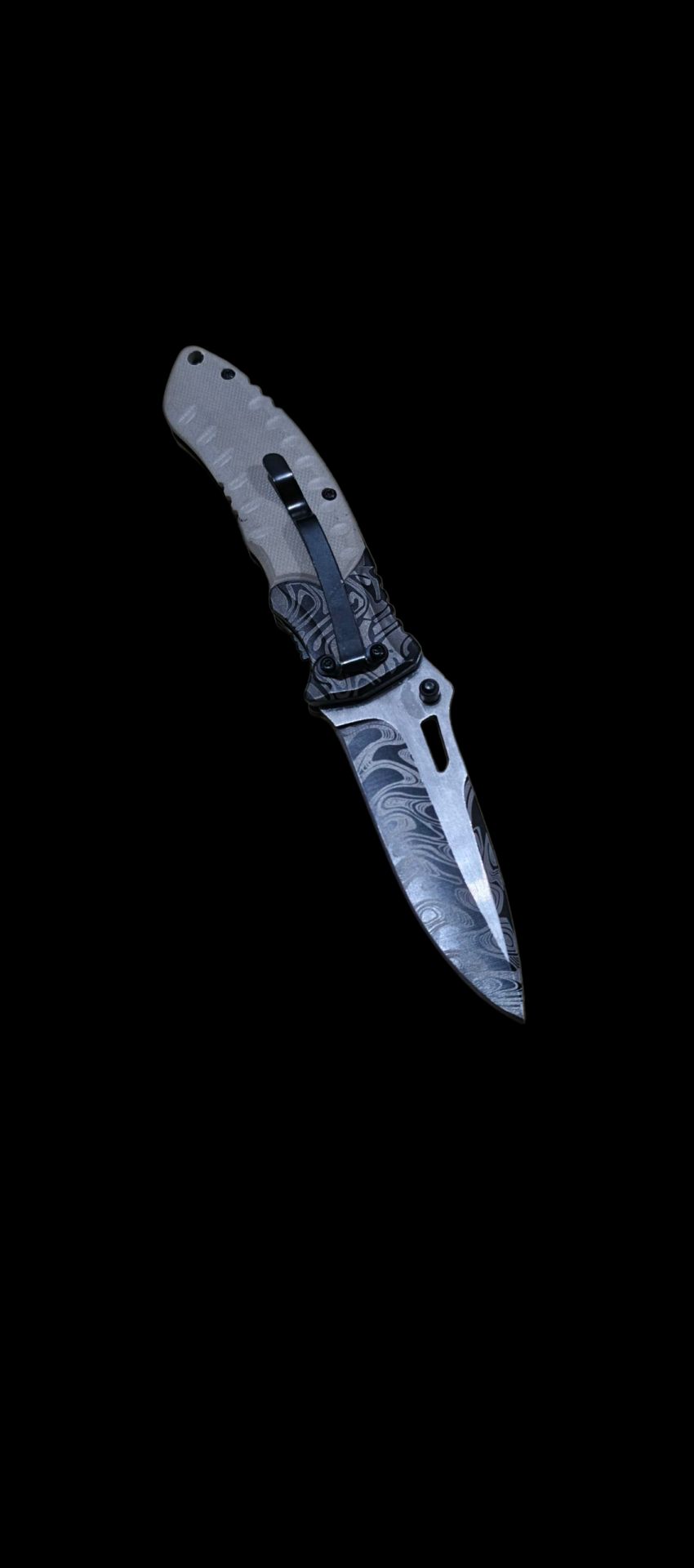 Cıkartma desenli  gri kabza  kemer klipsli yandan kilitli cakı