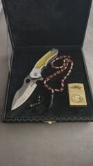 1Adet Atak marka N690 celik cakı 1Adet tespih 1Adet zippo cakmak