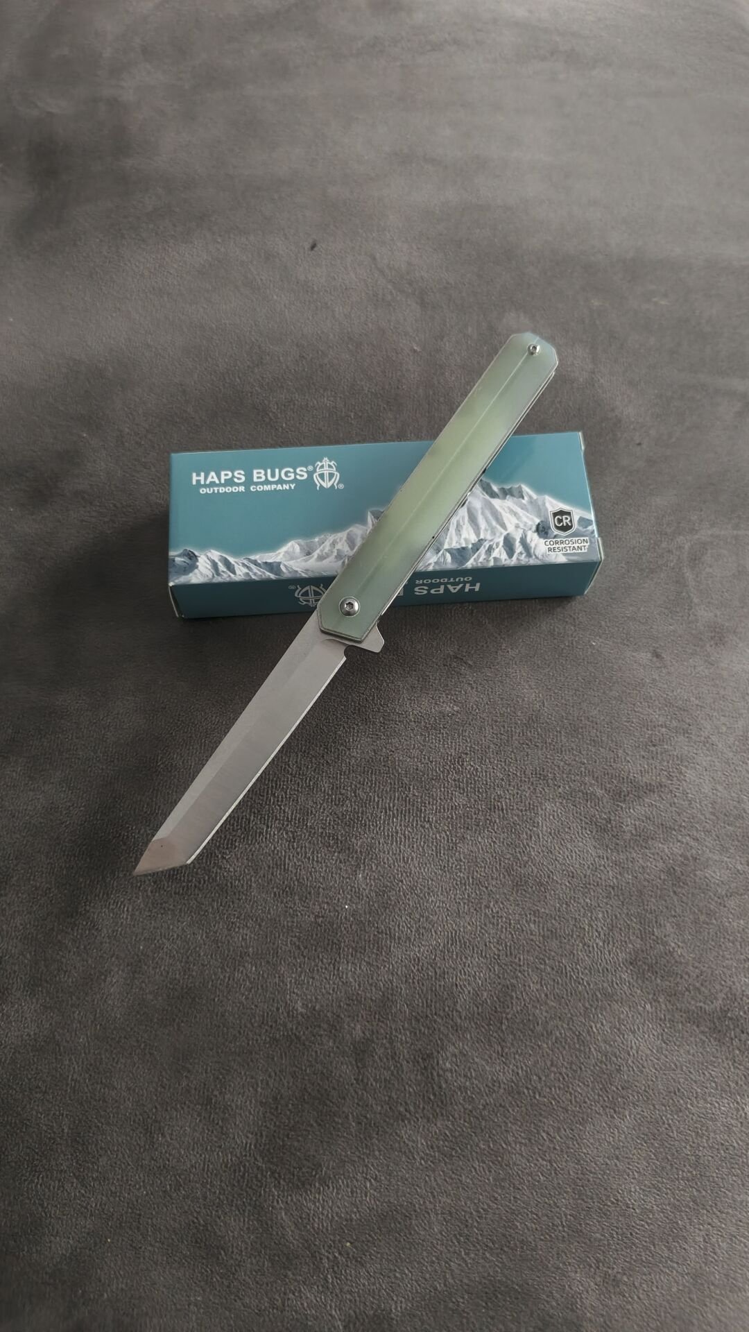 D2 cakı tanto kesim yarı otomatik  su yeşili kabza kemere takma klipsli