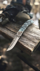 4116 celik Epoksi kabza gravür islemeli kabza garavur işlemeli balçak sırttan kilitli