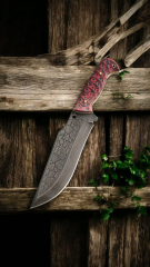 Yay celiği dövme desenli Avci ağac kabza orjinal manda deri kılıflı