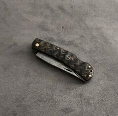 N690 celik epoksi kabza mozaik pimli sırttan kilitli cep cakısı