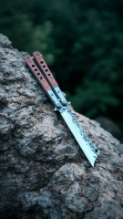 Kelebek dövme celik tanto kesim ceviz kabza