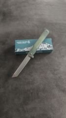 D2 cakı tanto kesim yarı otomatik  su yeşili kabza kemere takma klipsli