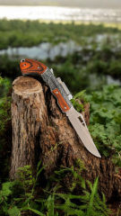 Tabanca tasarımlı D2 cakı gravur islemeli mini lamba ahşap kabza