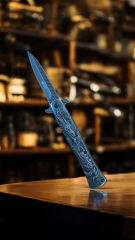 Ejder kabartma desenli yarı otomatik kemer klipsli celik kasa cakı