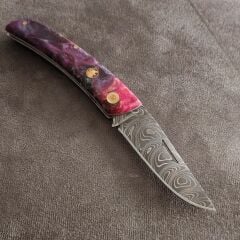 Damascus cep cakısı epoksi kabza mozaik pimli