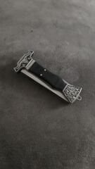 Abonaz ağacı kabzasi Boğa figürlü manuel açılır cep cakisi