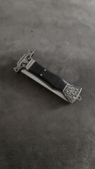 Abonaz ağacı kabzasi Boğa figürlü manuel açılır cep cakisi