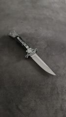 Abonaz ağacı kabzasi Boğa figürlü manuel açılır cep cakisi