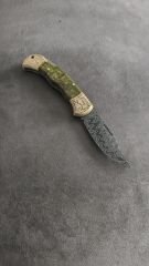 Damascus cep cakısı çift pirinc balcak gravur islemeli epoksi kabza