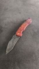 Damascus cep cakisi yarasa model epoksi kabza sırttan kilitli