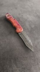 Damascus cep cakisi yarasa model epoksi kabza sırttan kilitli